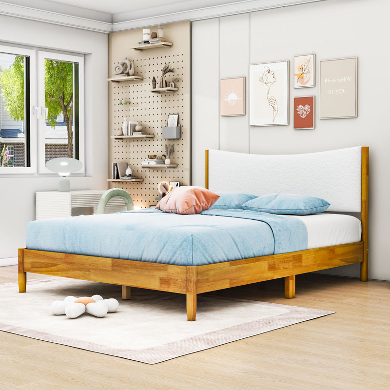 Queen bed frame with headboard wayfair discount